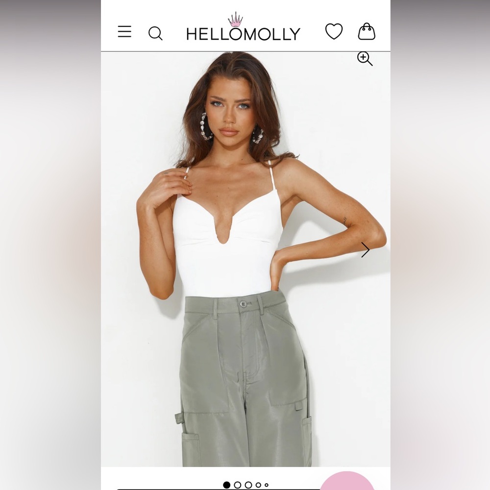 Hello Molly - STRAIGHT TO THE TOP BODYSUIT WHITE. Size Large.